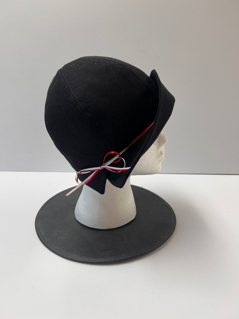 Professionally Made 1920s Style Cloche Fabric Hat For Size 22" Head Black
